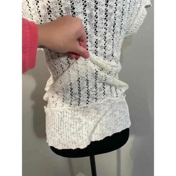 NWT Y2K Maurice’s White/Off-White Open‎ Knit Short Sleeve Top - Picture 7 of 11